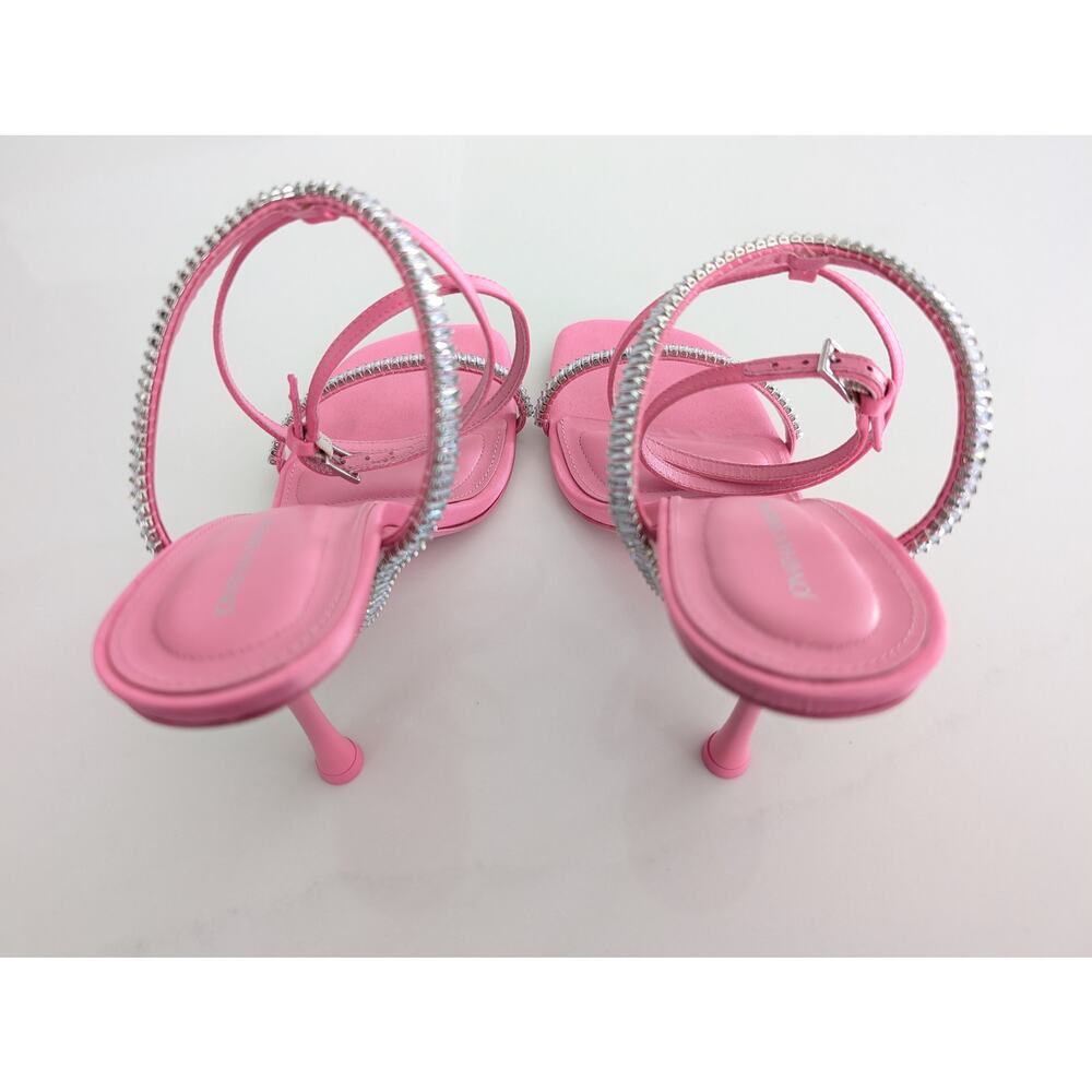 Jonathan Simkhai Luxon Crystal Harness Sandals 8.5 39 Pink Leather Party Heel - Picture 6 of 11